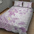 Polynesia Hammerhead Shark Quilt Bed Set Tropical Flowers Tribal Pattern Lavender