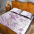 Polynesia Hammerhead Shark Quilt Bed Set Tropical Flowers Tribal Pattern Lavender