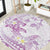 Polynesia Hammerhead Shark Round Carpet Tropical Flowers Tribal Pattern Lavender