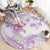 Polynesia Hammerhead Shark Round Carpet Tropical Flowers Tribal Pattern Lavender