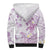 Polynesia Hammerhead Shark Sherpa Hoodie Tropical Flowers Tribal Pattern Lavender