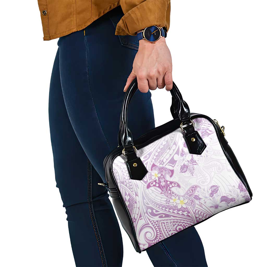 Polynesia Hammerhead Shark Shoulder Handbag Tropical Flowers Tribal Pattern Lavender LT05 - Polynesian Pride