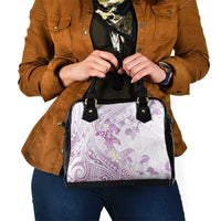 Polynesia Hammerhead Shark Shoulder Handbag Tropical Flowers Tribal Pattern Lavender LT05 - Polynesian Pride