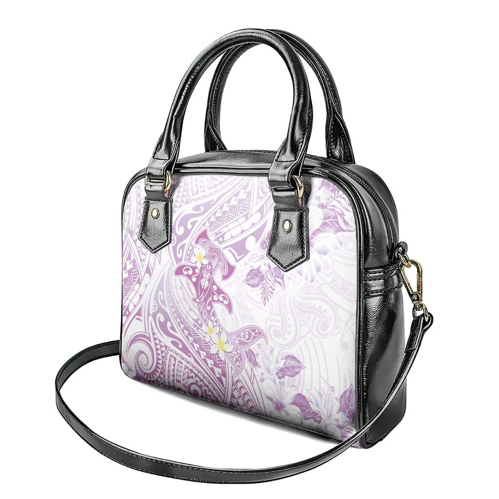 Polynesia Hammerhead Shark Shoulder Handbag Tropical Flowers Tribal Pattern Lavender LT05 - Polynesian Pride
