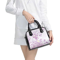 Polynesia Hammerhead Shark Shoulder Handbag Tropical Flowers Tribal Pattern Lavender LT05 - Polynesian Pride