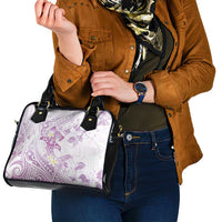 Polynesia Hammerhead Shark Shoulder Handbag Tropical Flowers Tribal Pattern Lavender LT05 - Polynesian Pride