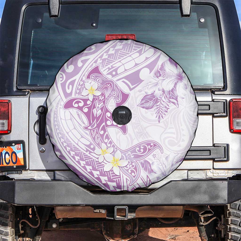 Polynesia Hammerhead Shark Spare Tire Cover Tropical Flowers Tribal Pattern Lavender