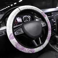 Polynesia Hammerhead Shark Steering Wheel Cover Tropical Flowers Tribal Pattern Lavender LT05 Universal Fit Purple - Polynesian Pride