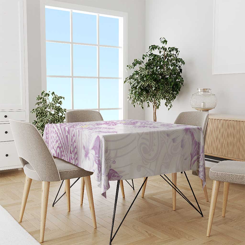 Polynesia Hammerhead Shark Tablecloth Tropical Flowers Tribal Pattern Lavender LT05 - Polynesian Pride