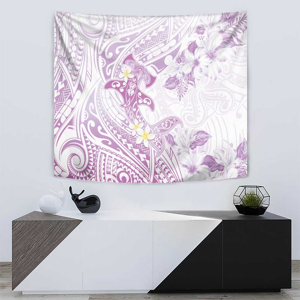 Polynesia Hammerhead Shark Tapestry Tropical Flowers Tribal Pattern Lavender LT05 - Polynesian Pride