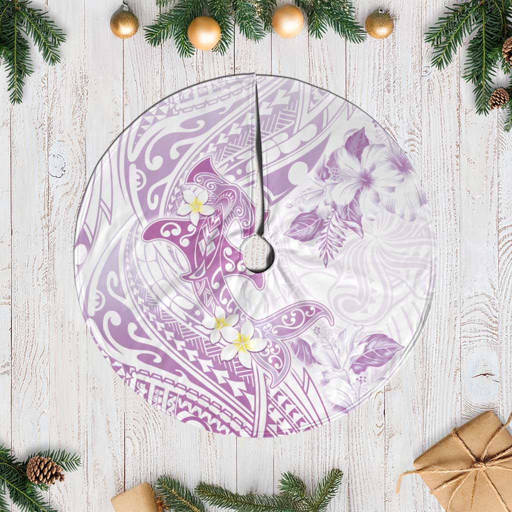 Polynesia Hammerhead Shark Tree Skirt Tropical Flowers Tribal Pattern Lavender LT05 Casual Purple - Polynesian Pride