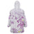 Polynesia Hammerhead Shark Wearable Blanket Hoodie Tropical Flowers Tribal Pattern Lavender