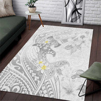 Polynesia Hammerhead Shark Area Rug Tropical Flowers Tribal Pattern White LT05 White - Polynesian Pride
