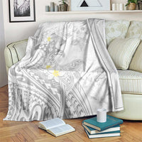 Polynesia Hammerhead Shark Blanket Tropical Flowers Tribal Pattern White LT05 White - Polynesian Pride