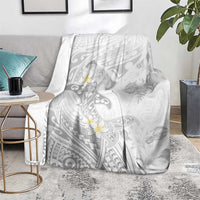 Polynesia Hammerhead Shark Blanket Tropical Flowers Tribal Pattern White LT05 - Polynesian Pride