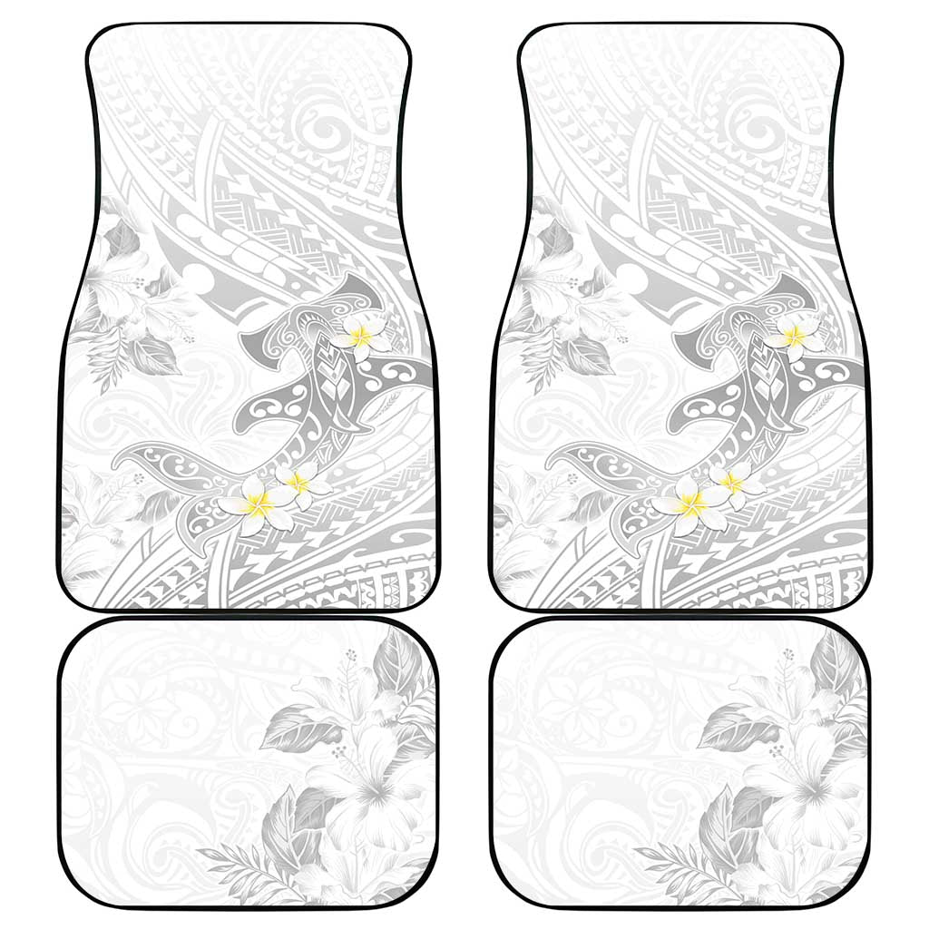 Polynesia Hammerhead Shark Car Mats Tropical Flowers Tribal Pattern White LT05 - Polynesian Pride