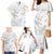 Polynesia Hammerhead Shark Family Matching Mermaid Dress and Hawaiian Shirt Tropical Flowers Tribal Pattern White