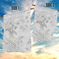 Polynesia Hammerhead Shark Garden Flag Tropical Flowers Tribal Pattern White LT05 - Polynesian Pride