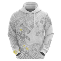 Polynesia Hammerhead Shark Hoodie Tropical Flowers Tribal Pattern White LT05 - Polynesian Pride