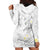 Polynesia Hammerhead Shark Hoodie Dress Tropical Flowers Tribal Pattern White