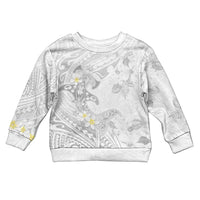 Polynesia Hammerhead Shark Kid Ugly Christmas Sweater Tropical Flowers Tribal Pattern White LT05 Kid White - Polynesian Pride
