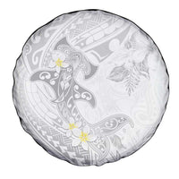 Polynesia Hammerhead Shark Spare Tire Cover Tropical Flowers Tribal Pattern White LT05 - Polynesian Pride