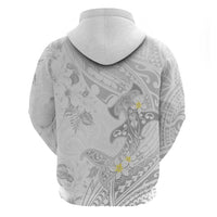 Polynesia Hammerhead Shark Zip Hoodie Tropical Flowers Tribal Pattern White LT05 - Polynesian Pride