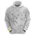 Polynesia Hammerhead Shark Zip Hoodie Tropical Flowers Tribal Pattern White