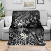 Polynesia Hammerhead Shark Blanket Tropical Flowers Tribal Pattern Black LT05 - Polynesian Pride
