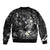 Polynesia Hammerhead Shark Bomber Jacket Tropical Flowers Tribal Pattern Black