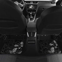 Polynesia Hammerhead Shark Car Mats Tropical Flowers Tribal Pattern Black LT05 Set 2pcs - Back Black - Polynesian Pride