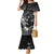 Polynesia Hammerhead Shark Family Matching Mermaid Dress and Hawaiian Shirt Tropical Flowers Tribal Pattern Black