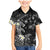 Polynesia Hammerhead Shark Family Matching Mermaid Dress and Hawaiian Shirt Tropical Flowers Tribal Pattern Black