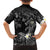 Polynesia Hammerhead Shark Family Matching Puletasi and Hawaiian Shirt Tropical Flowers Tribal Pattern Black