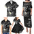 Polynesia Hammerhead Shark Family Matching Puletasi and Hawaiian Shirt Tropical Flowers Tribal Pattern Black LT05