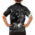 Polynesia Hammerhead Shark Family Matching Tank Maxi Dress and Hawaiian Shirt Tropical Flowers Tribal Pattern Black