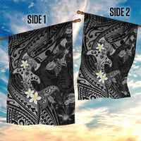 Polynesia Hammerhead Shark Garden Flag Tropical Flowers Tribal Pattern Black LT05 - Polynesian Pride