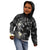 Polynesia Hammerhead Shark Kid Hoodie Tropical Flowers Tribal Pattern Black