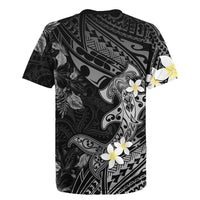 Polynesia Hammerhead Shark Rugby Jersey Tropical Flowers Tribal Pattern Black LT05 - Polynesian Pride