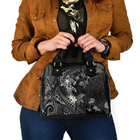 Polynesia Hammerhead Shark Shoulder Handbag Tropical Flowers Tribal Pattern Black LT05 - Polynesian Pride