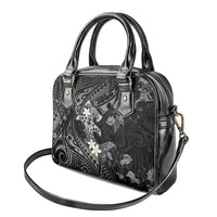 Polynesia Hammerhead Shark Shoulder Handbag Tropical Flowers Tribal Pattern Black LT05 - Polynesian Pride