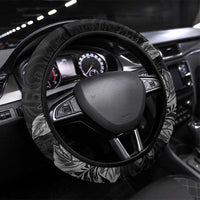 Polynesia Hammerhead Shark Steering Wheel Cover Tropical Flowers Tribal Pattern Black LT05 Universal Fit Black - Polynesian Pride