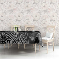 Polynesia Hammerhead Shark Tablecloth Tropical Flowers Tribal Pattern Black LT05 - Polynesian Pride