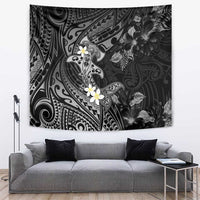 Polynesia Hammerhead Shark Tapestry Tropical Flowers Tribal Pattern Black LT05 Black - Polynesian Pride