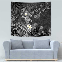 Polynesia Hammerhead Shark Tapestry Tropical Flowers Tribal Pattern Black LT05 - Polynesian Pride