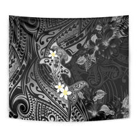 Polynesia Hammerhead Shark Tapestry Tropical Flowers Tribal Pattern Black LT05 - Polynesian Pride