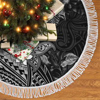 Polynesia Hammerhead Shark Tree Skirt Tropical Flowers Tribal Pattern Black LT05 - Polynesian Pride
