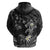 Polynesia Hammerhead Shark Zip Hoodie Tropical Flowers Tribal Pattern Black