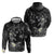 Polynesia Hammerhead Shark Zip Hoodie Tropical Flowers Tribal Pattern Black