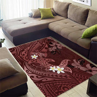 Polynesia Hammerhead Shark Area Rug Tropical Flowers Tribal Pattern Oxblood LT05 - Polynesian Pride